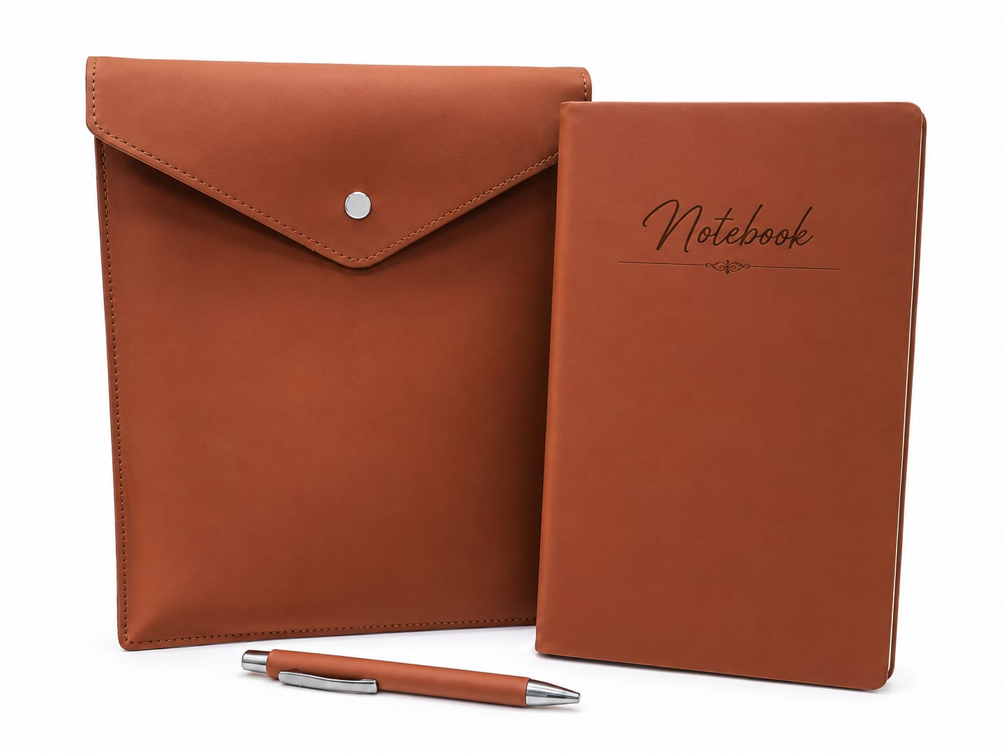 Imported 2-in-1 Notebook & Pen Gift Set — Tan