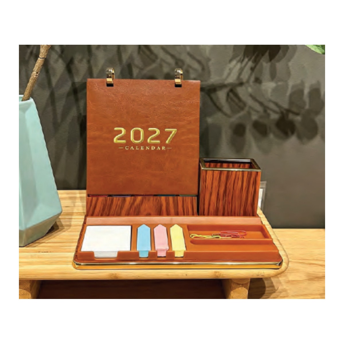 Pine Wood Multi-Functional Desk Calendar