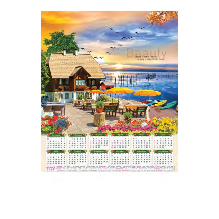 Tin-Mounted Wall Calendar