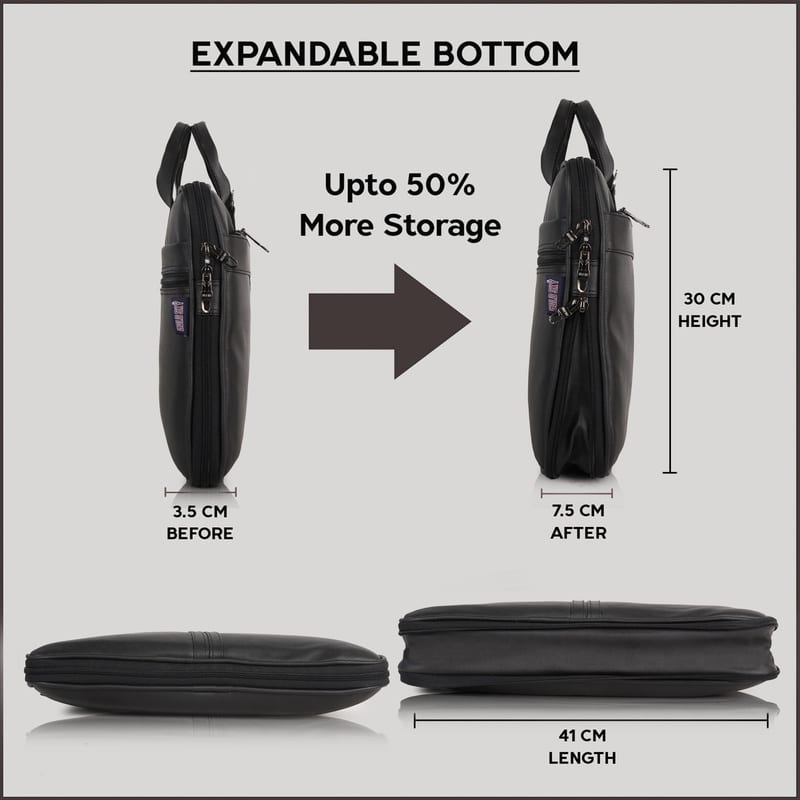 Expandable Leather Office Bag