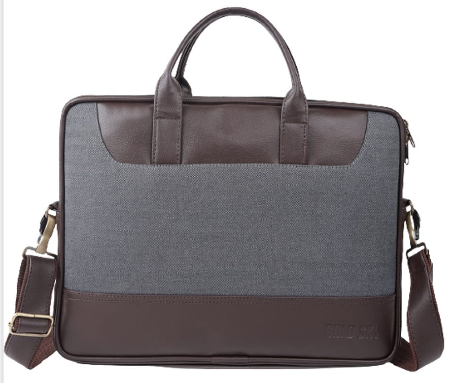 Grey & Brown Two-Tone Laptop Bag