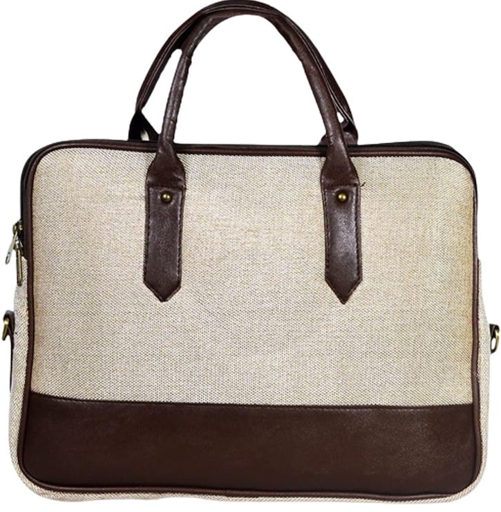 Jute & Leather Laptop Bag